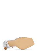 Kadın Gümüş Bilekten Bantlı Metalik Yüksek Topuklu Deri Sandalet | Derimod Kadın Gümüş Bilekten Bantlı Metalik Yüksek Topuklu Deri Sandalet | Derimod