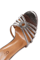 Women's Bronze Ankle Strap Metallic High Heel Leather Sandals | Derimod Women's Bronze Ankle Strap Metallic High Heel Leather Sandals | Derimod