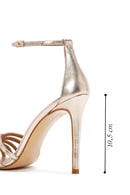 Women's Gold Ankle Strap Metallic High Heel Leather Sandals | Derimod Women's Gold Ankle Strap Metallic High Heel Leather Sandals | Derimod