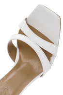 Women's White Ankle Strap Thin Heeled Leather Sandals | Derimod Women's White Ankle Strap Thin Heeled Leather Sandals | Derimod