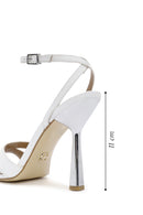 Women's White Ankle Strap Thin Heeled Leather Sandals | Derimod Women's White Ankle Strap Thin Heeled Leather Sandals | Derimod