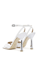 Women's White Ankle Strap Thin Heeled Leather Sandals | Derimod Women's White Ankle Strap Thin Heeled Leather Sandals | Derimod