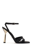 Women's Black Ankle Strap Thin Heeled Leather Sandals | Derimod Women's Black Ankle Strap Thin Heeled Leather Sandals | Derimod