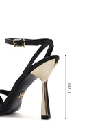 Women's Black Ankle Strap Thin Heeled Leather Sandals | Derimod Women's Black Ankle Strap Thin Heeled Leather Sandals | Derimod