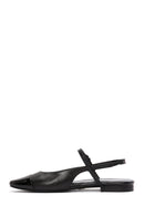 Women's Black Slingback Leather Ballerinas | Derimod Women's Black Slingback Leather Ballerinas | Derimod