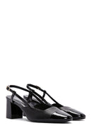 Women's Black Open-Back Heeled Leather Shoes | Derimod Women's Black Open-Back Heeled Leather Shoes | Derimod