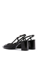 Women's Black Open-Back Heeled Leather Shoes | Derimod Women's Black Open-Back Heeled Leather Shoes | Derimod