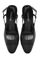 Women's Black Open-Back Heeled Leather Shoes | Derimod Women's Black Open-Back Heeled Leather Shoes | Derimod