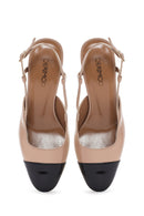 Women's Beige Open-Back Heeled Patent Leather Shoes | Derimod Women's Beige Open-Back Heeled Patent Leather Shoes | Derimod