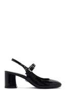 Women's Black Open Back Strappy Heels Patent Leather Stiletto | Derimod Women's Black Open Back Strappy Heels Patent Leather Stiletto | Derimod