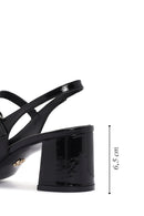 Women's Black Open Back Strappy Heels Patent Leather Stiletto | Derimod Women's Black Open Back Strappy Heels Patent Leather Stiletto | Derimod