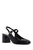 Women's Black Open Back Strappy Heels Patent Leather Stiletto | Derimod Women's Black Open Back Strappy Heels Patent Leather Stiletto | Derimod