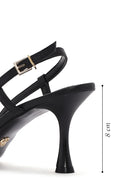 Women's Black Open-Back Heeled Leather Shoes | Derimod Women's Black Open-Back Heeled Leather Shoes | Derimod