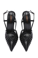Women's Black Ankle Strap Open Back Thin Heeled Leather Shoes | Derimod Women's Black Ankle Strap Open Back Thin Heeled Leather Shoes | Derimod