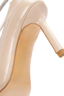 Women's Beige Ankle Strap Thin Heel Leather Stiletto | Derimod Women's Beige Ankle Strap Thin Heel Leather Stiletto | Derimod