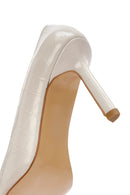 Kadın Bej İnce Topuklu Kroko Desenli Deri Stiletto | Derimod Kadın Bej İnce Topuklu Kroko Desenli Deri Stiletto | Derimod