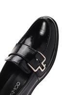 Kadın Siyah Rugan Deri Maskülen Loafer | Derimod Kadın Siyah Rugan Deri Maskülen Loafer | Derimod