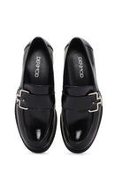 Kadın Siyah Rugan Deri Maskülen Loafer | Derimod Kadın Siyah Rugan Deri Maskülen Loafer | Derimod