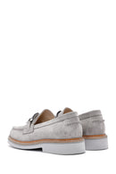 Kadın Gri Süet Deri Maskülen Loafer | Derimod Kadın Gri Süet Deri Maskülen Loafer | Derimod