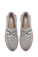 Kadın Gri Süet Deri Maskülen Loafer | Derimod Kadın Gri Süet Deri Maskülen Loafer | Derimod