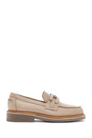 Women's Beige Leather Masculine Loafer | Derimod Women's Beige Leather Masculine Loafer | Derimod