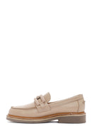 Women's Beige Leather Masculine Loafer | Derimod Women's Beige Leather Masculine Loafer | Derimod