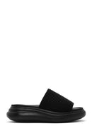 Women's Black Thick Soled Fabric Slippers | Derimod Women's Black Thick Soled Fabric Slippers | Derimod