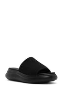 Kadın Siyah Kalın Tabanlı Kumaş Terlik | Derimod Kadın Siyah Kalın Tabanlı Kumaş Terlik | Derimod