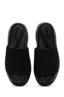 Kadın Siyah Kalın Tabanlı Kumaş Terlik | Derimod Kadın Siyah Kalın Tabanlı Kumaş Terlik | Derimod