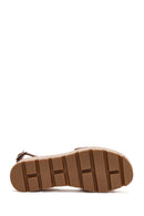 Kadın Taba Bilekten Tokalı Kalın Tabanlı Deri Sandalet | Derimod Kadın Taba Bilekten Tokalı Kalın Tabanlı Deri Sandalet | Derimod