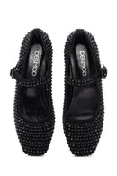 Kadın Siyah Taşlı Deri Babet | Derimod Kadın Siyah Taşlı Deri Babet | Derimod