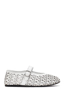 Women's White Strap Leather Ballerinas | Derimod Women's White Strap Leather Ballerinas | Derimod