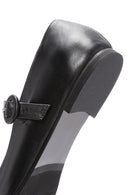 Kadın Siyah Bantlı Deri Babet | Derimod Kadın Siyah Bantlı Deri Babet | Derimod