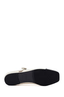 Women's Cream Banded Leather Ballerinas | Derimod Women's Cream Banded Leather Ballerinas | Derimod