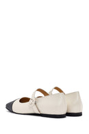 Women's Cream Banded Leather Ballerinas | Derimod Women's Cream Banded Leather Ballerinas | Derimod