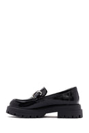 Kadın Siyah Rugan Deri Maskülen Loafer | Derimod Kadın Siyah Rugan Deri Maskülen Loafer | Derimod