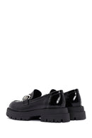 Kadın Siyah Rugan Deri Maskülen Loafer | Derimod Kadın Siyah Rugan Deri Maskülen Loafer | Derimod