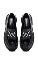 Kadın Siyah Rugan Deri Maskülen Loafer | Derimod Kadın Siyah Rugan Deri Maskülen Loafer | Derimod