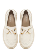 Kadın Krem Deri Maskülen Loafer | Derimod Kadın Krem Deri Maskülen Loafer | Derimod