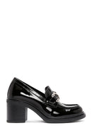 Women's Black Thick Heeled Leather Masculine Loafer | Derimod Women's Black Thick Heeled Leather Masculine Loafer | Derimod