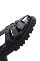 Kadın Siyah Bilekten Bantlı Deri Sandalet | Derimod Kadın Siyah Bilekten Bantlı Deri Sandalet | Derimod