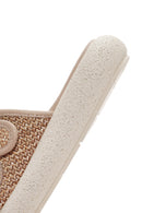 Women's Beige Double Buckle Straw Leather Slippers | Derimod Women's Beige Double Buckle Straw Leather Slippers | Derimod