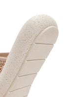 Women's Beige Double Buckle Straw Leather Slippers | Derimod Women's Beige Double Buckle Straw Leather Slippers | Derimod