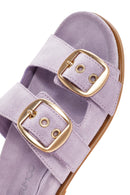 Kadın Mor Tokalı Süet Deri Terlik | Derimod Kadın Mor Tokalı Süet Deri Terlik | Derimod