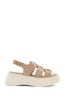 Women's Brown Thick Soled Suede Leather Sandals | Derimod Women's Brown Thick Soled Suede Leather Sandals | Derimod