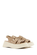 Women's Brown Thick Soled Suede Leather Sandals | Derimod Women's Brown Thick Soled Suede Leather Sandals | Derimod