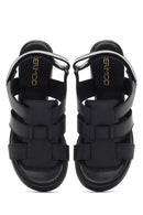 Women's Black Ankle Strap Thick Heeled Leather Sandals | Derimod Women's Black Ankle Strap Thick Heeled Leather Sandals | Derimod