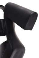 Women's Black Ankle Strap Thick Heeled Leather Sandals | Derimod Women's Black Ankle Strap Thick Heeled Leather Sandals | Derimod