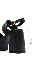 Kadın Siyah Platform Yüksek Topuklu Deri Sandalet | Derimod Kadın Siyah Platform Yüksek Topuklu Deri Sandalet | Derimod