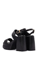 Kadın Siyah Platform Yüksek Topuklu Deri Sandalet | Derimod Kadın Siyah Platform Yüksek Topuklu Deri Sandalet | Derimod